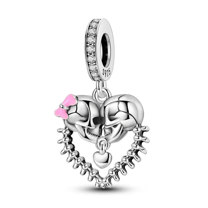 Skeletons Love Heart Dangle Charm