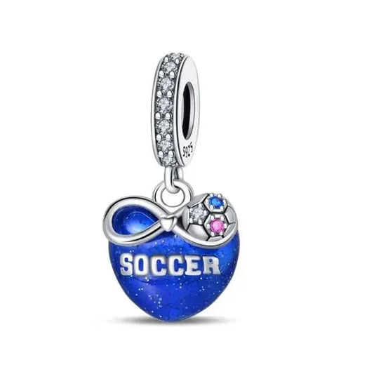 Charm colgante con forma de corazón "Fútbol para siempre"