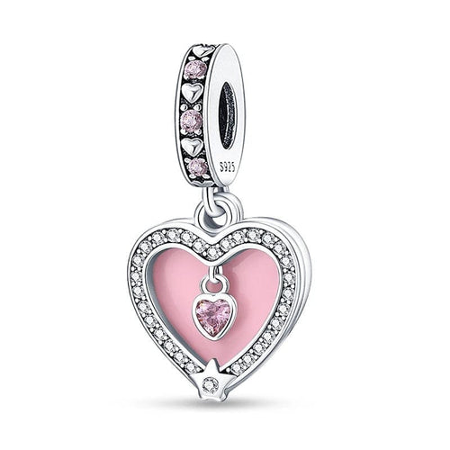 Charm de corazón rosa brillante