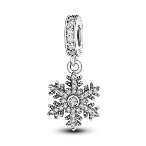 Charm de copo de nieve brillante con cristales pavé