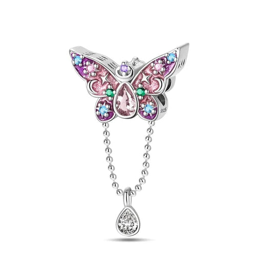 Charm de mariposa rosa estrellada