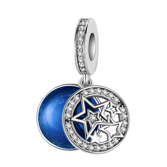 Charm doble colgante de estrellas en la noche