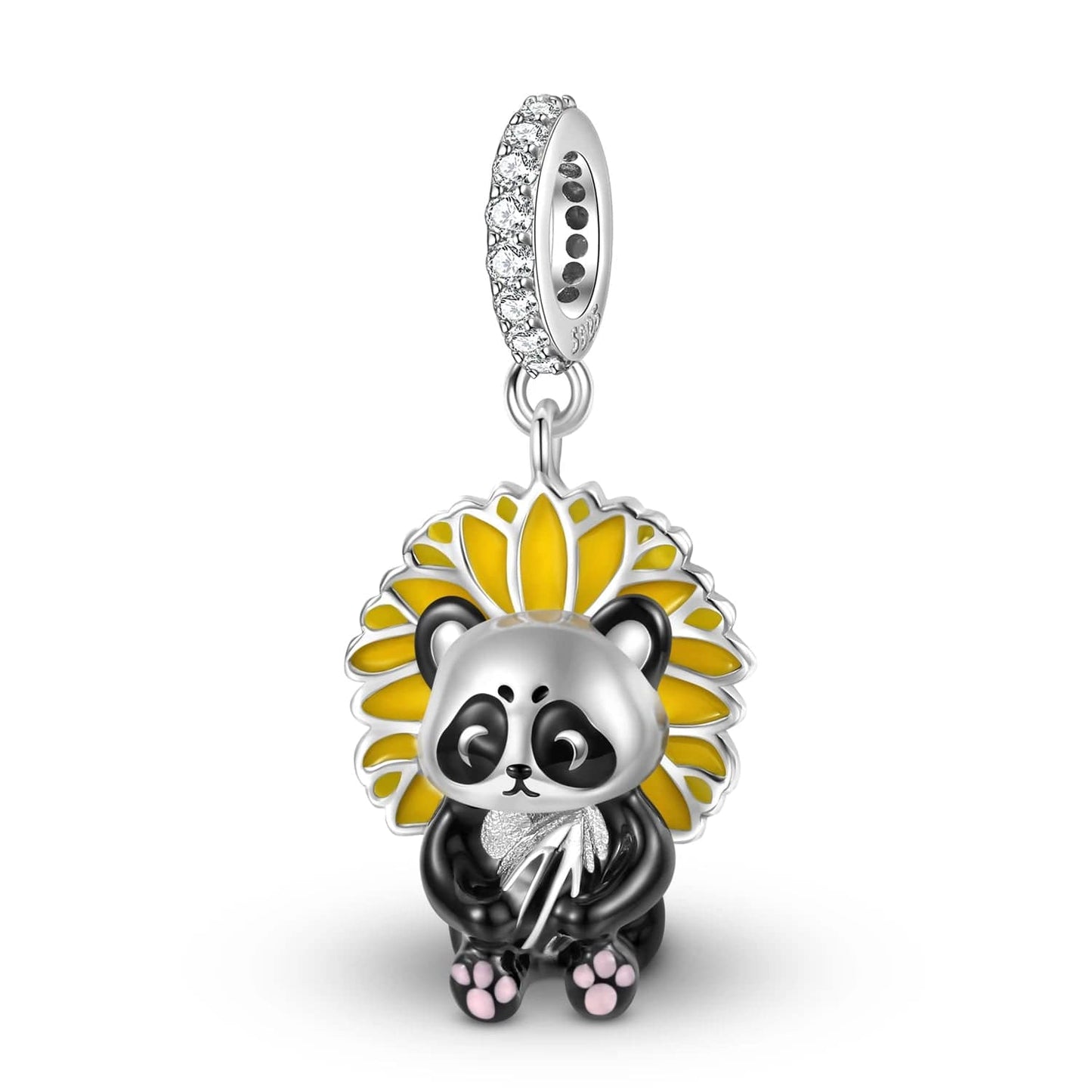 Charm colgante de panda con forma de girasol