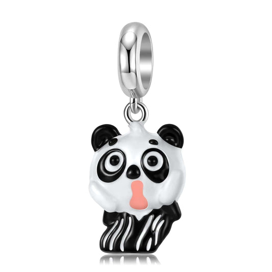 Charm colgante de panda sorprendido