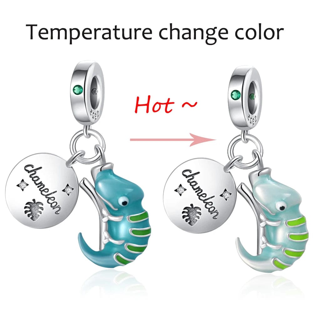 Charm colgante de camaleón de color que cambia con la temperatura