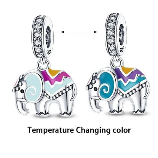 Charm colgante de elefante de color que cambia con la temperatura