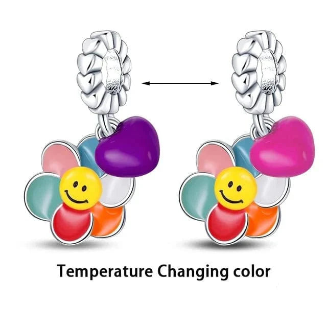 Charm colgante con forma de flor de colores que cambia de temperatura