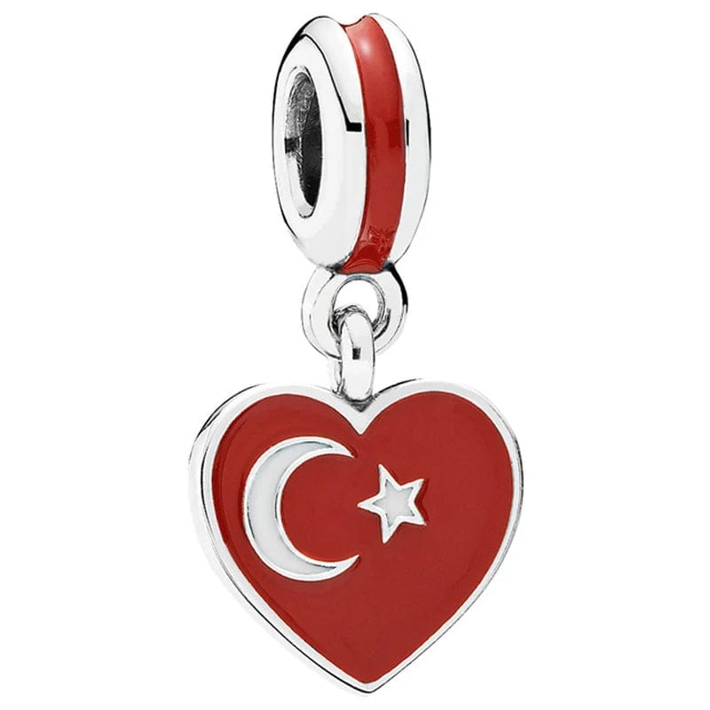 Dije colgante con forma de corazón de la bandera de Turquía