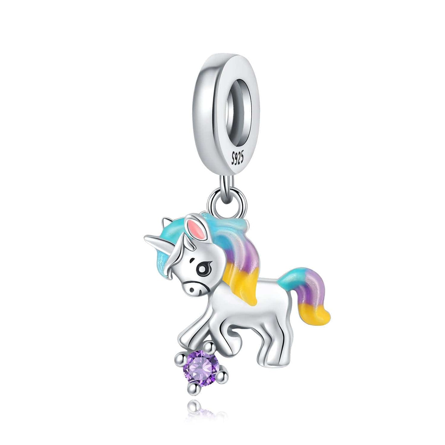 Unicorn Charm with Pastel Mane and Sparkling Crystal Accent