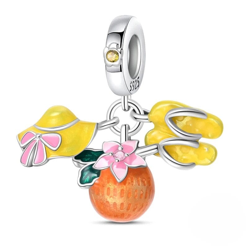 Vacation Ready Orange, Hat, & Sandals Charm