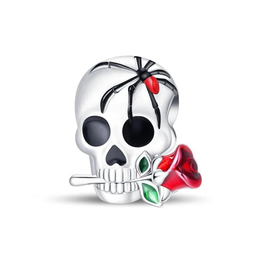 Charm de calavera con rosa venenosa