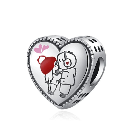 Winter Couple Love Heart Charm