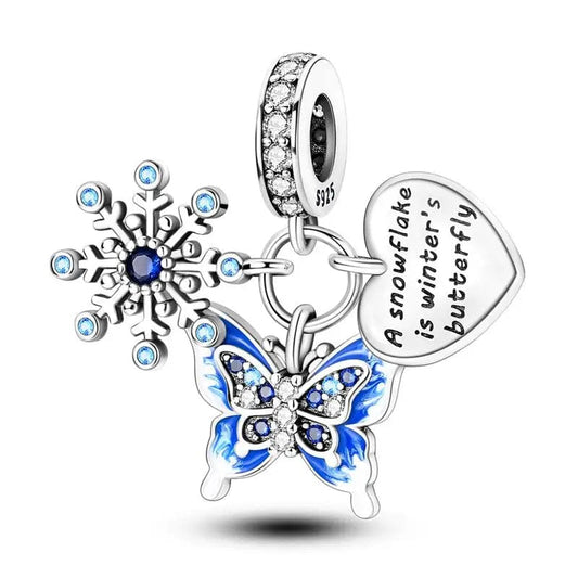 Winter Snowflake Butterfly Dangle Charm