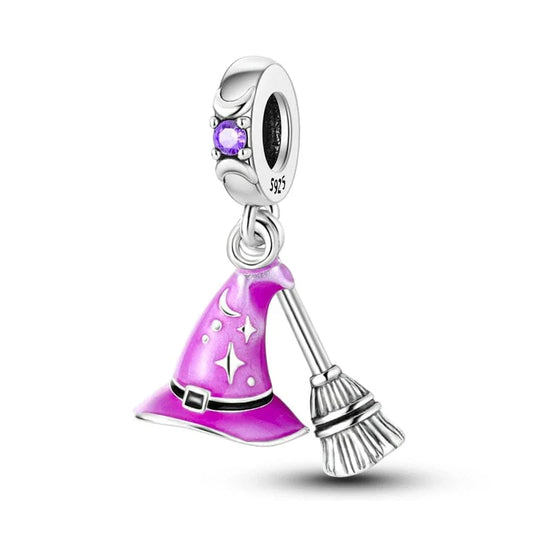 Witch Hat and Broom Dangle Charm