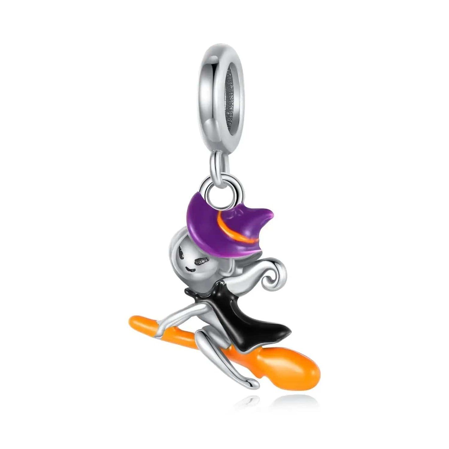 Witch on Broomstick Halloween Charm