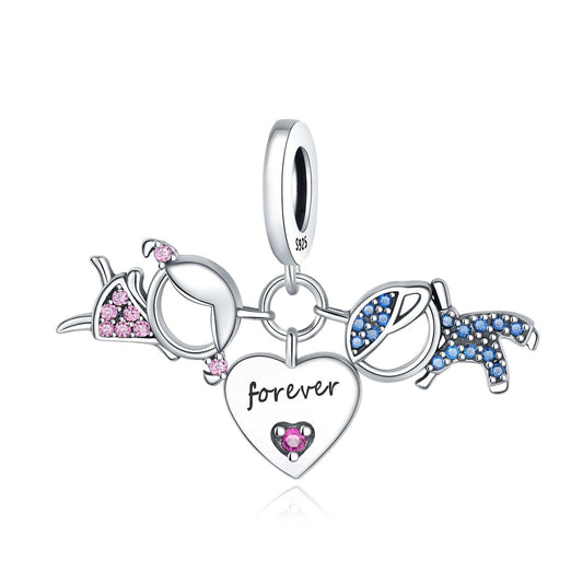 Damen & Herren Forever Heart Triple Dangle Charm