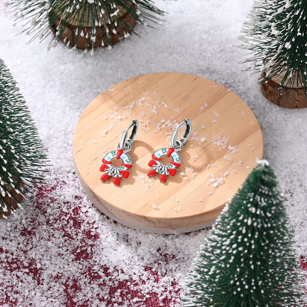 Festive Holiday Wreath & Bell Earrings