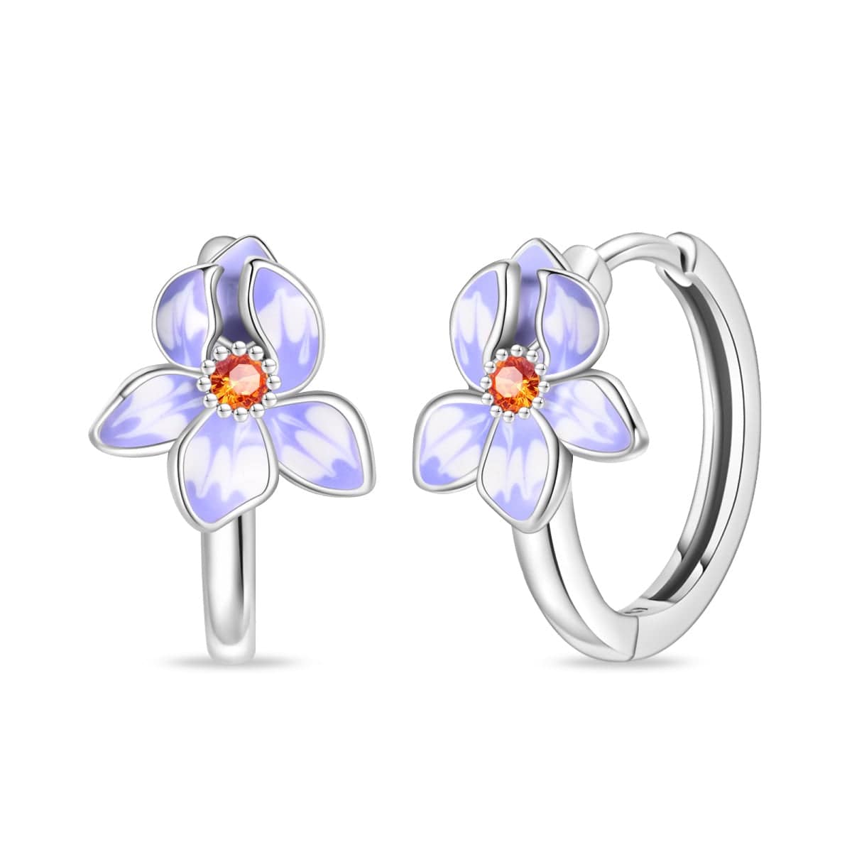 Blooming Violet Flower Hoop Earrings