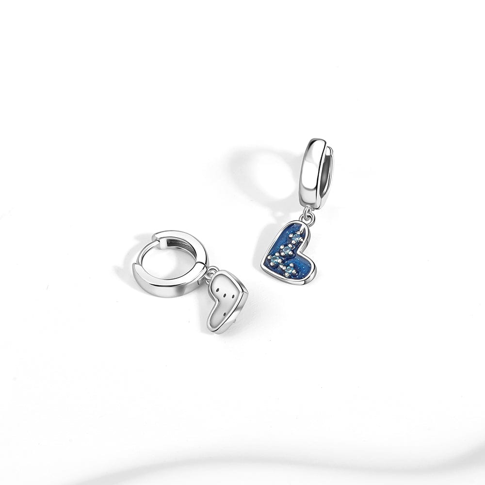 Blue Heart Drop Earrings with Sparkling Crystal Accents