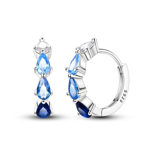 Blue Teardrop Elegance Hoops