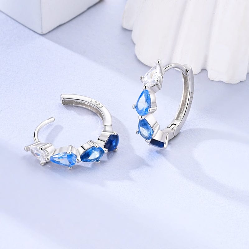 Blue Teardrop Elegance Hoops