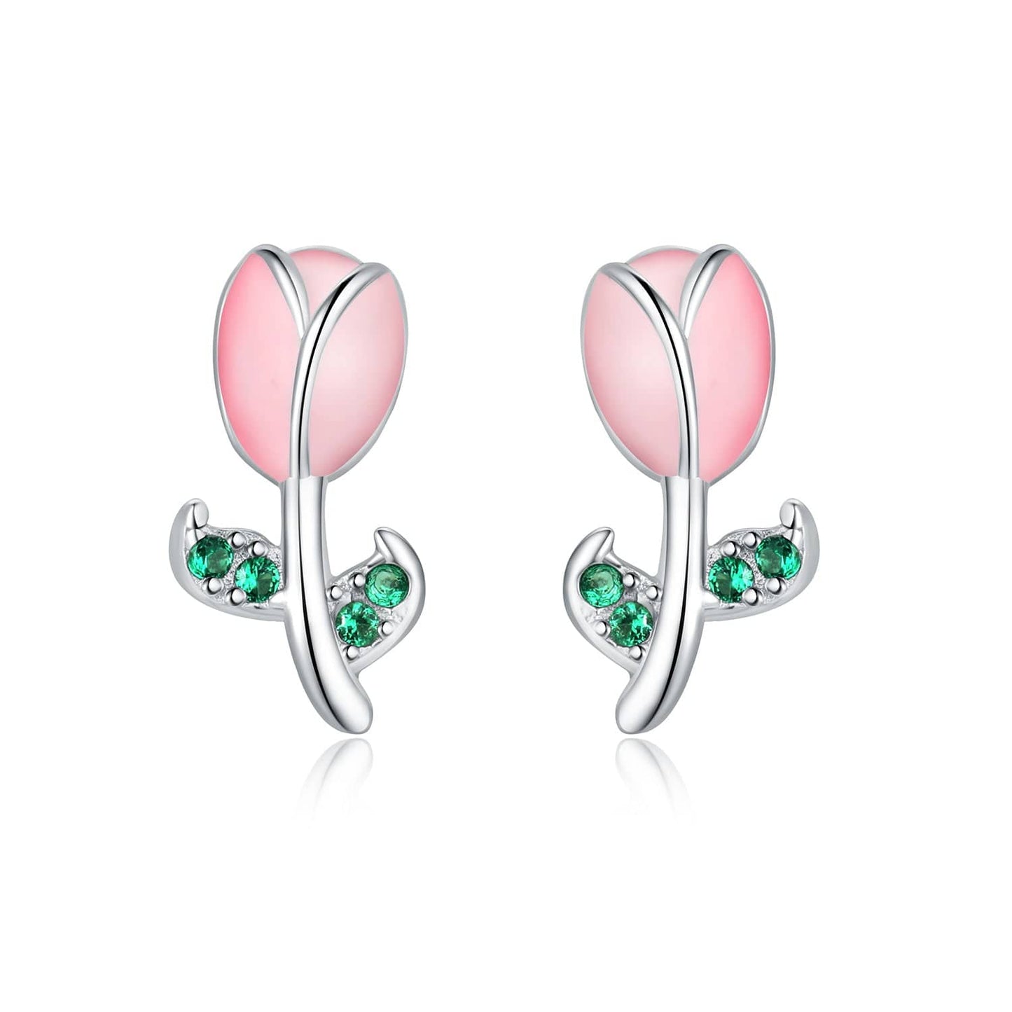 Blushing Rosebud Sterling Studs