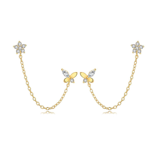 Butterfly and Star Chain Earrings