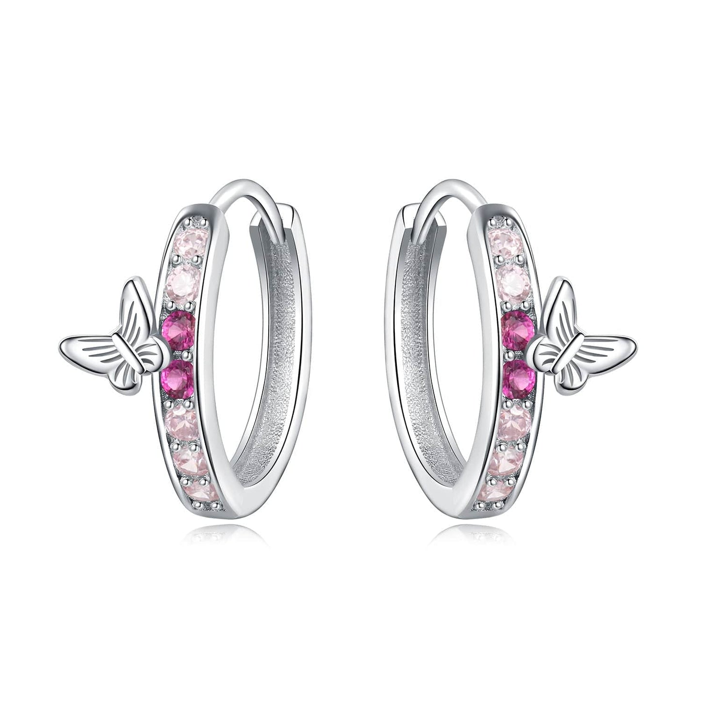 Butterfly Bliss Pink Hoop Earrings