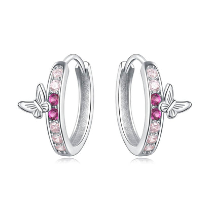 Butterfly Bliss Pink Hoop Earrings