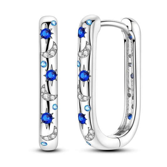 Celestial Sapphire Crescent Hoops