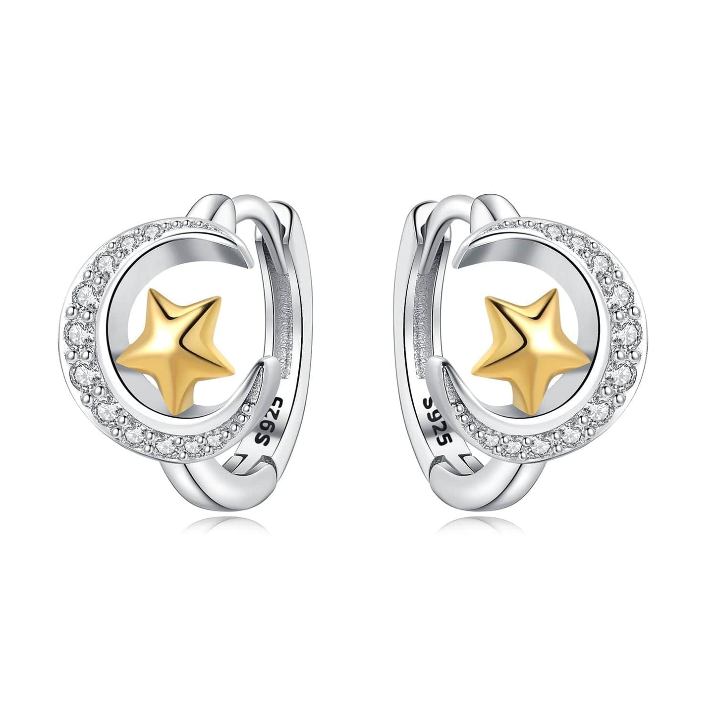 Celestial Star & Crescent Hoop Earrings