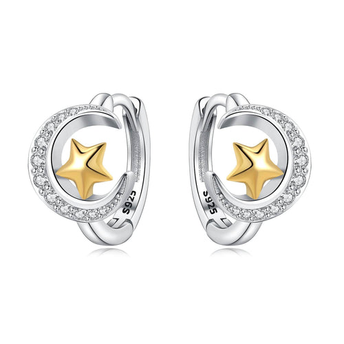 Celestial Star & Crescent Hoop Earrings