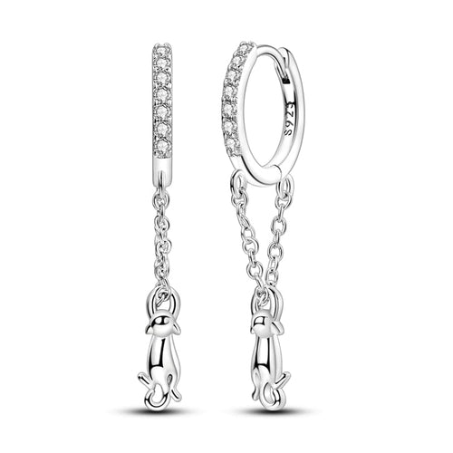 Charming Cat Dangle Hoops