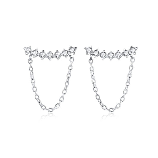 Diamond Chain Stud Earrings