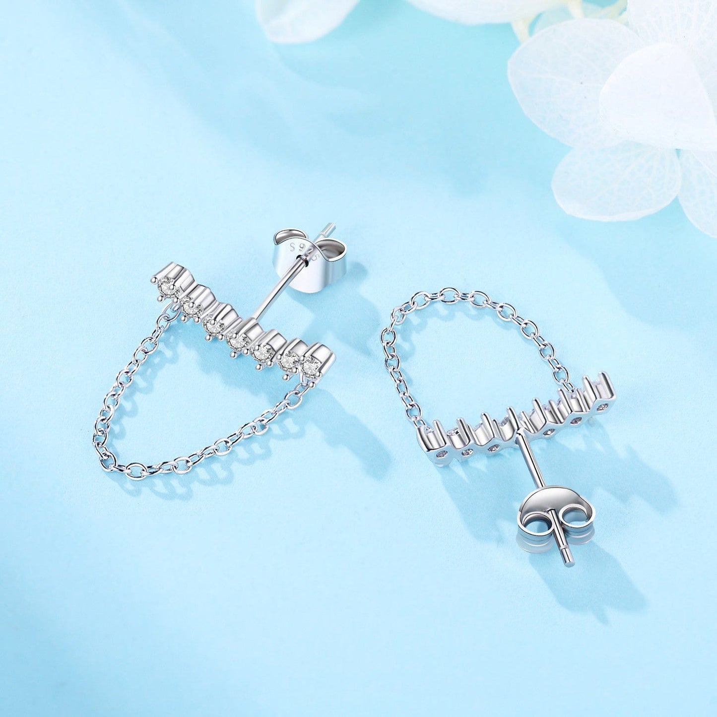 Diamond Chain Stud Earrings