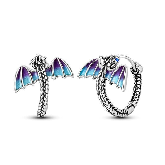 Dragon Wing Hoop Earrings with Iridescent Detailing