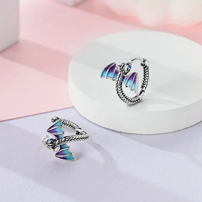 Dragon Wing Hoop Earrings with Iridescent Detailing