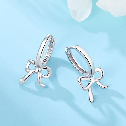 Elegant Bow Sterling Silver Hoops