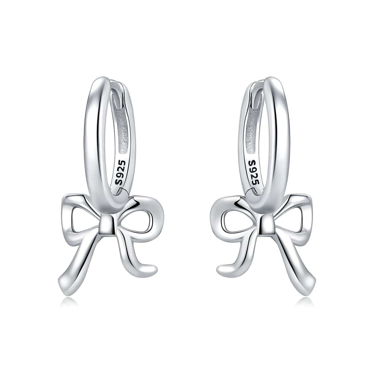 Elegant Bow Sterling Silver Hoops