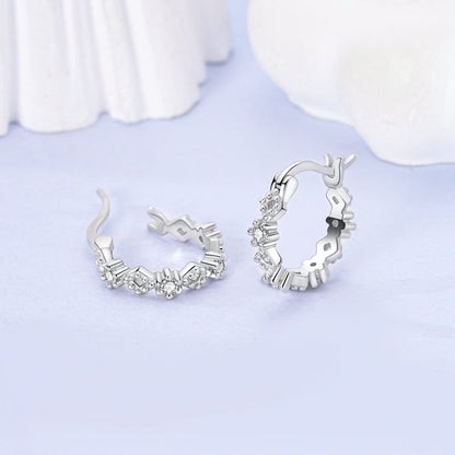 Elegant Twinkle Silver Hoops