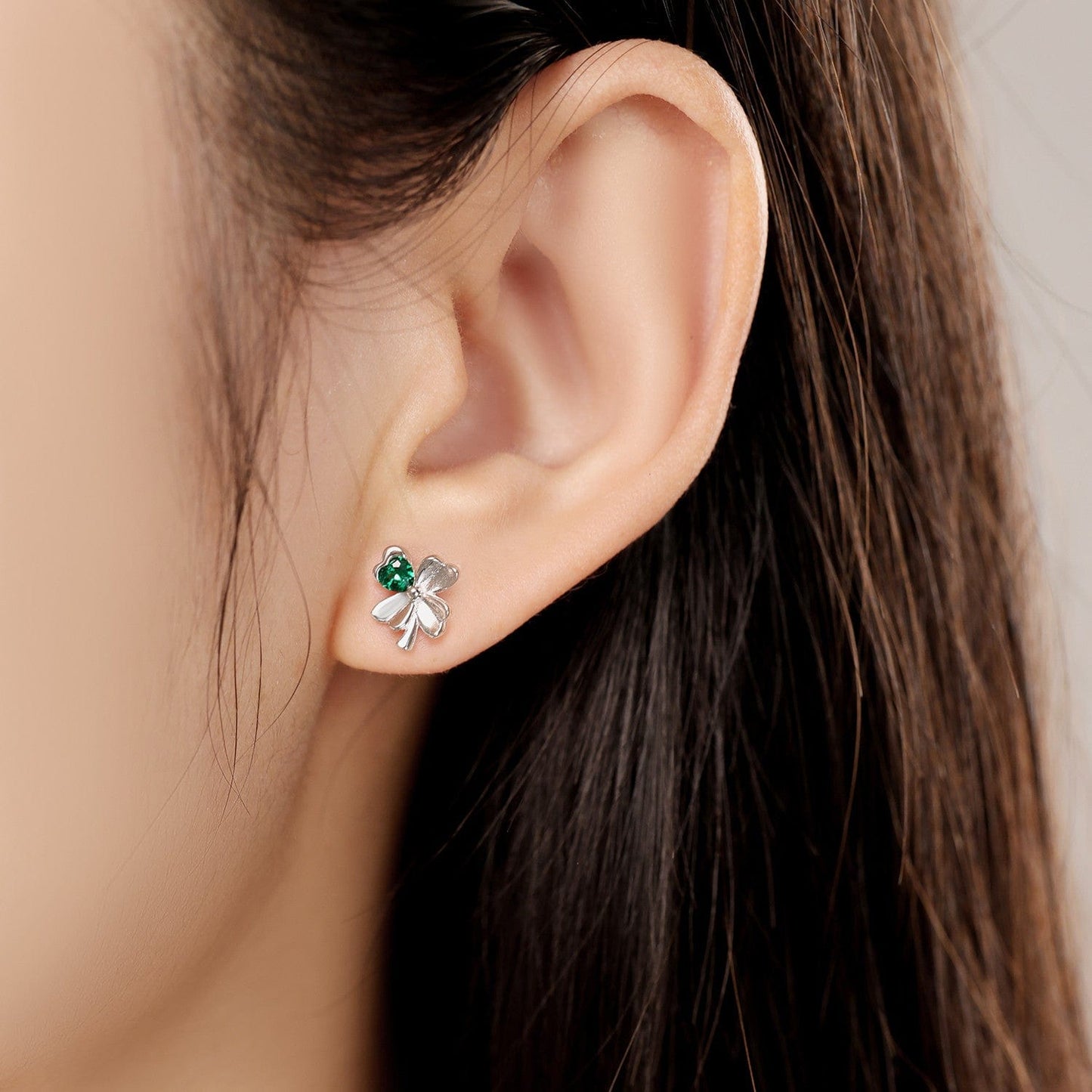 Emerald Heart Clover Earrings