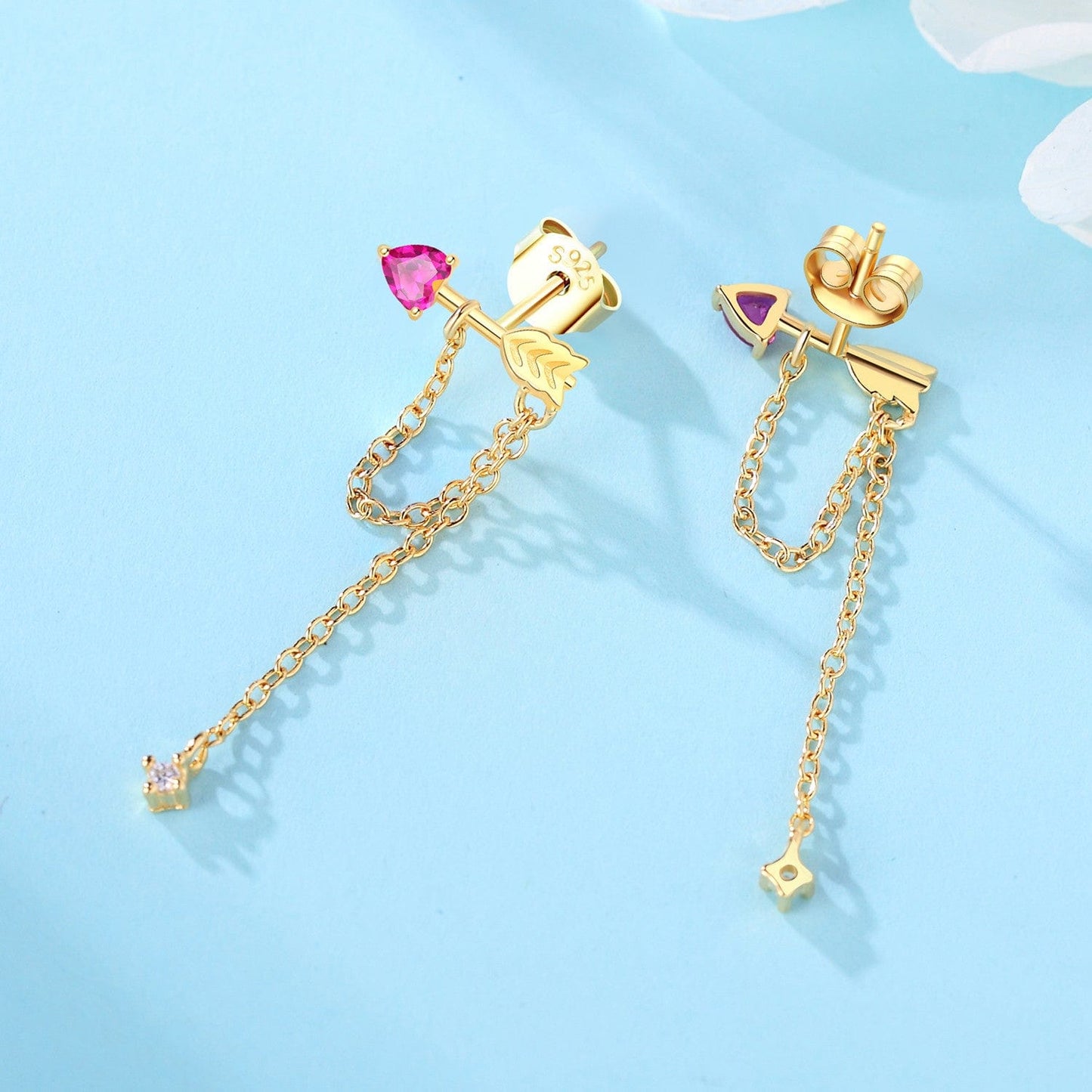 Golden Cupid Arrow Chain Earrings