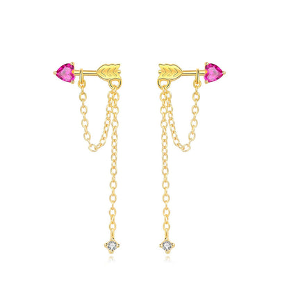 Golden Cupid Arrow Chain Earrings