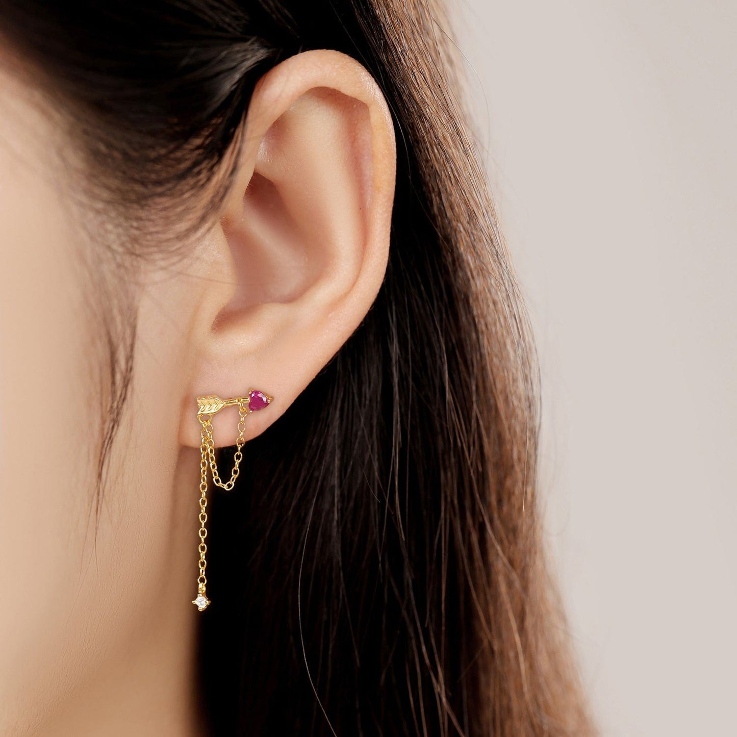 Golden Cupid Arrow Chain Earrings