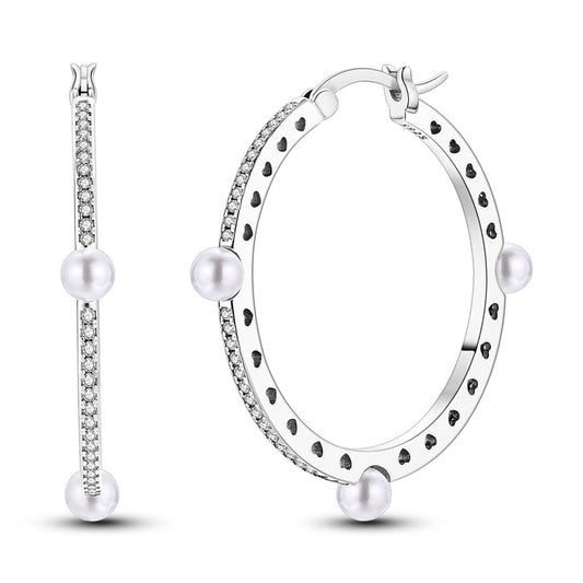 Pearl Embellished Hoop Earrings