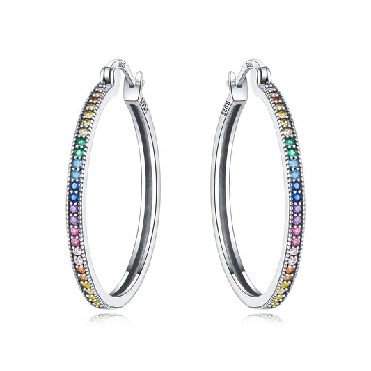 Rainbow Gemstone Hoop Earrings