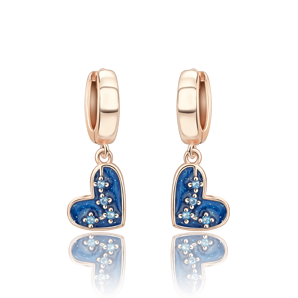 Blue Heart Drop Earrings with Sparkling Crystal Accents