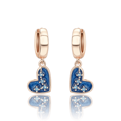 Blue Heart Drop Earrings with Sparkling Crystal Accents