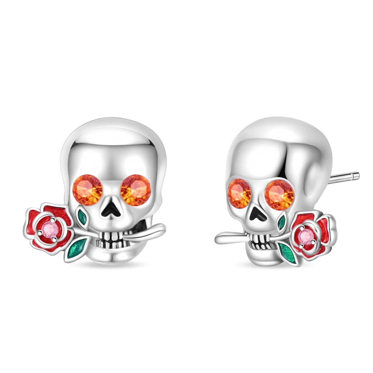 Skull & Rose Crystal fülbevaló zománcozott díszítéssel