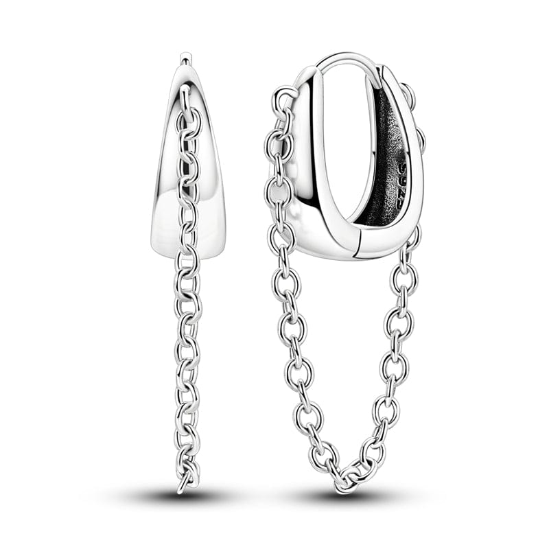 Sleek Chain Drop Huggie Hoops